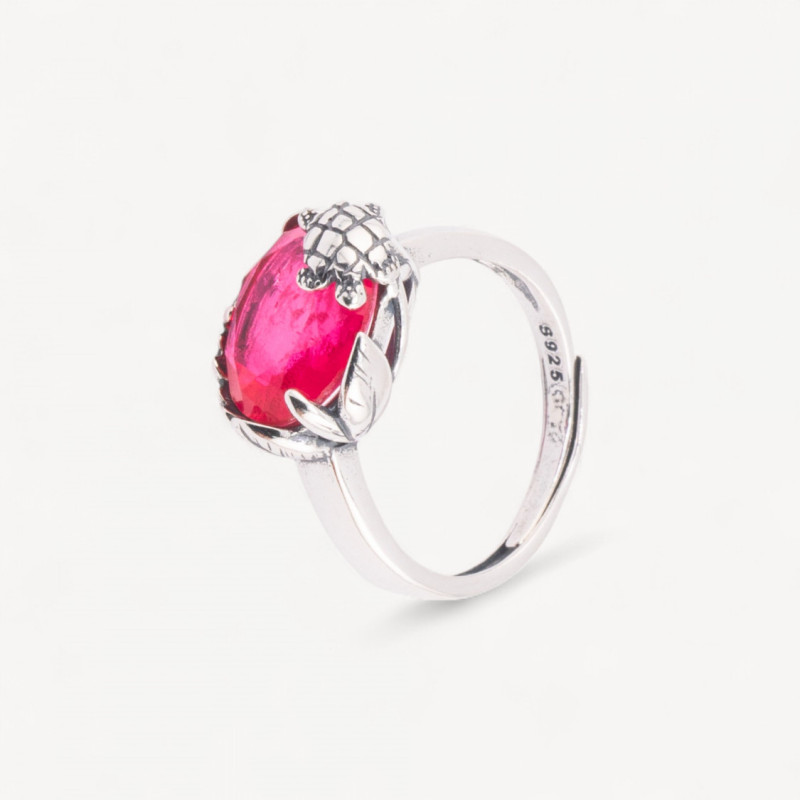 Turtle 925 silver ring with zircon