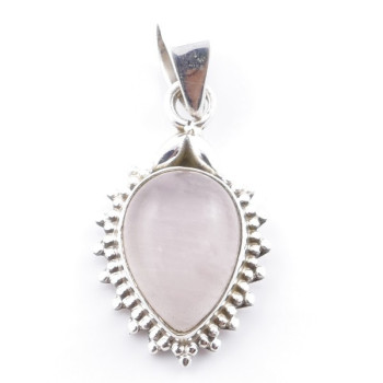 Rose quartz - silver pendant