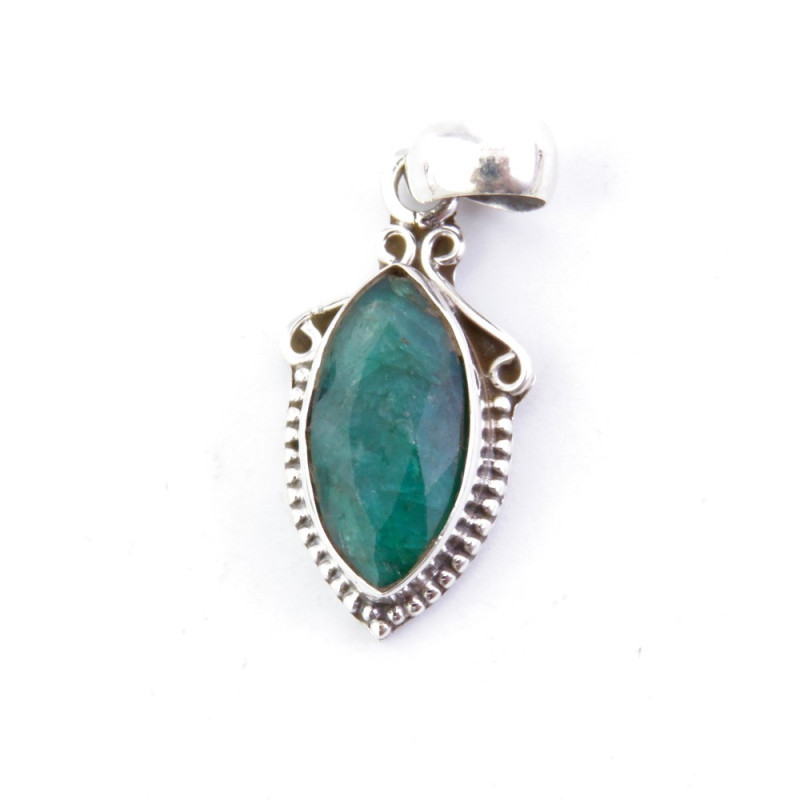 Emerald - silver pendant