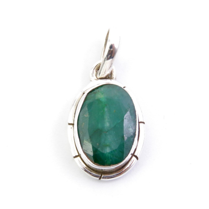 Emerald - silver pendant