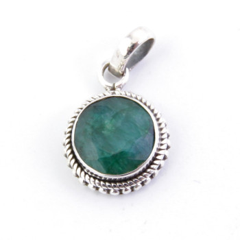 Emerald - silver pendant