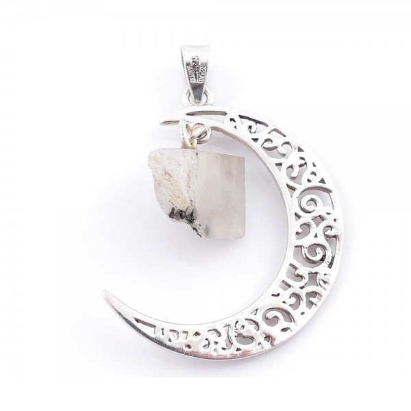 Moonstone - silver moon pendant