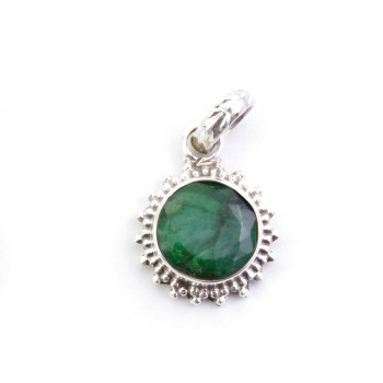 Emerald - silver pendant