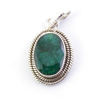 Emerald - silver pendant