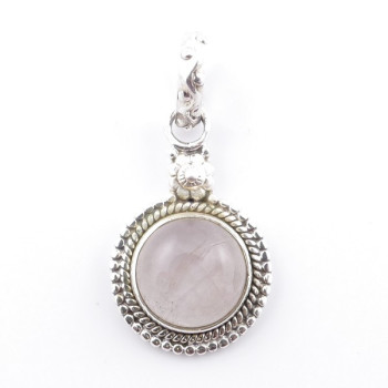 Rose quartz - silver pendant