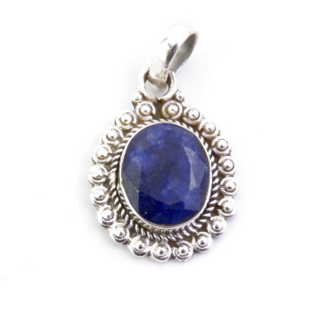 Sapphire -  silver pendant