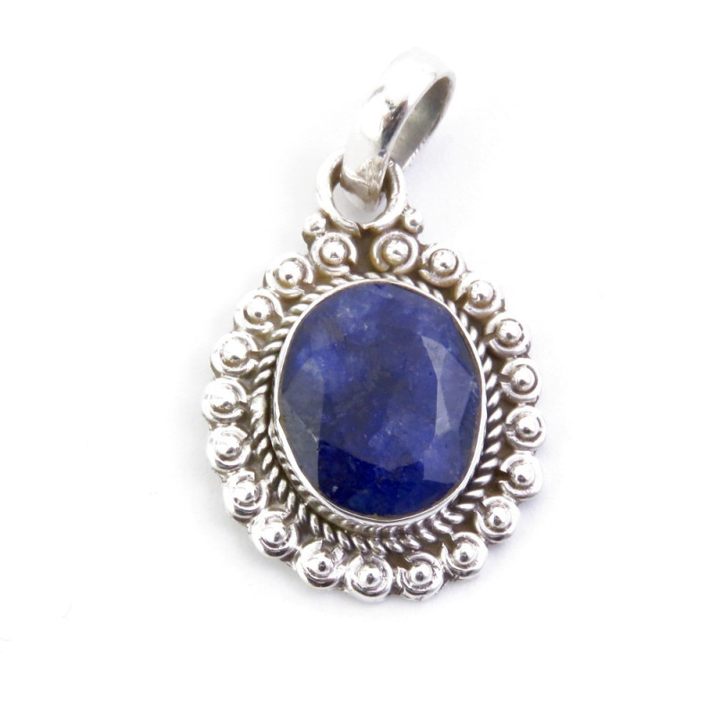 Sapphire -  silver pendant