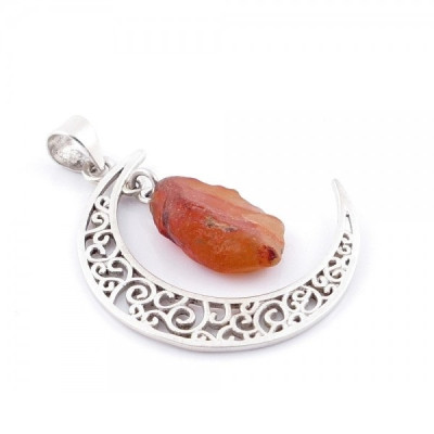 Carnelian - silver moon pendant