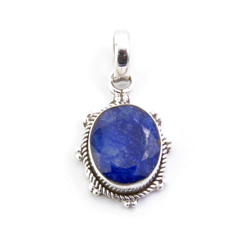 Sapphire -  silver pendant