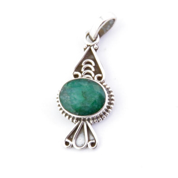 Emerald - silver pendant
