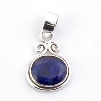 Sapphire -  silver pendant
