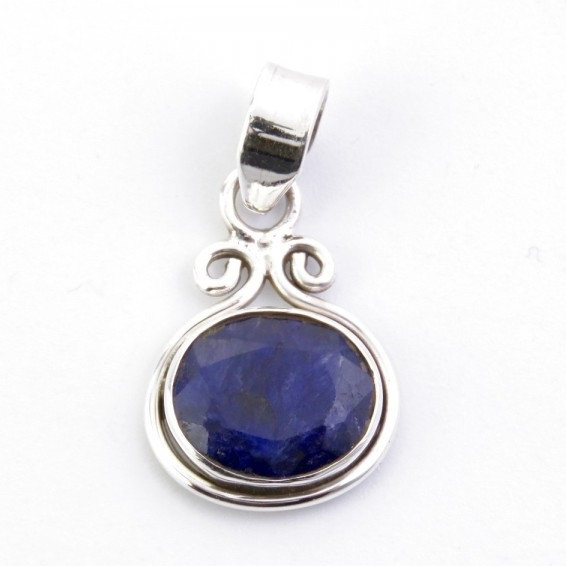 Sapphire -  silver pendant