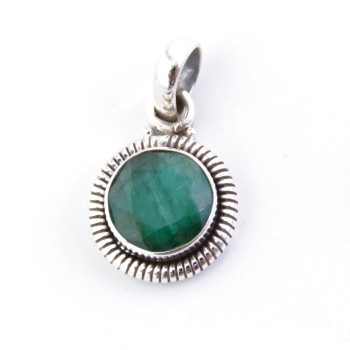 Emerald - silver pendant